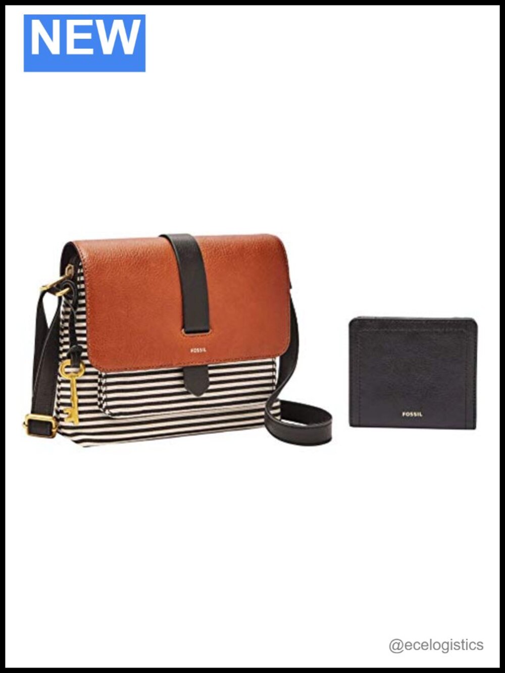 Genuine Leather Small Crossbody Bag with Faux Leather RFID Bifold Wallet